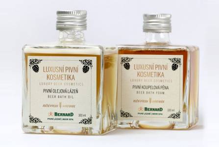 Bain moussant à la bière + Huile de bain à la bière - 2x 100ml (verre)